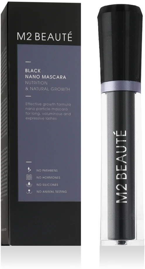 M2 Beauté Juodas Nano blakstienų tušas Nutrition and Amp Natural Growth 6 ml