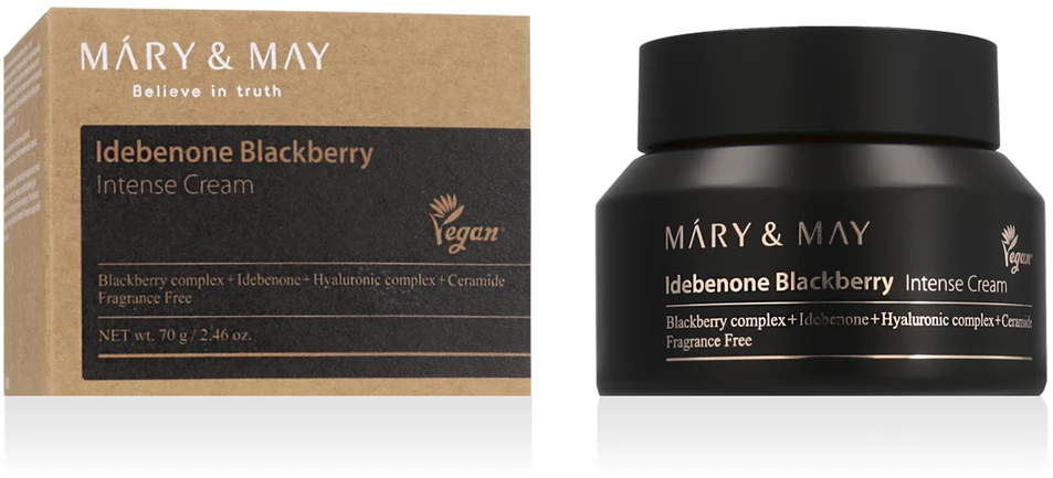 MARY & MAY Odos kremas su antioksidaciniu poveikiu Idebenonas Gervuogė (intensyvus kreminis) 70 g