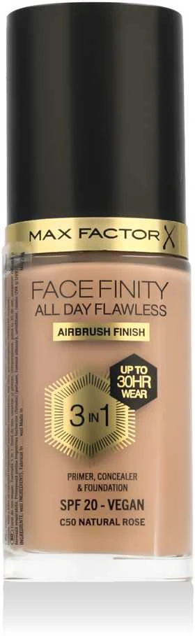 Max Factor Facefinity All Day Flawless makiažo pagrindas moterims 30 ml, spalva: C50 Natural Rose