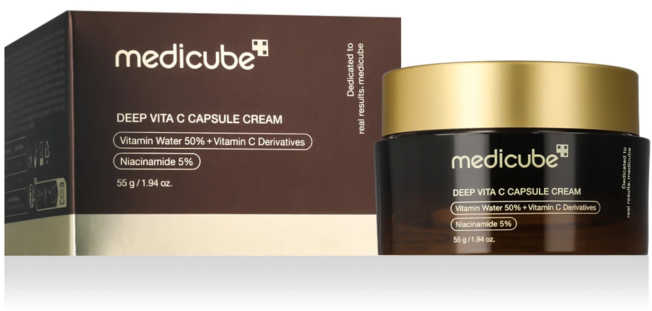 Medicube - Deep Vita C Capsule Kreminis - Brightening and Firming Face Kreminis - Skaistinantis ir stangrinantis veido kremas, 55 g