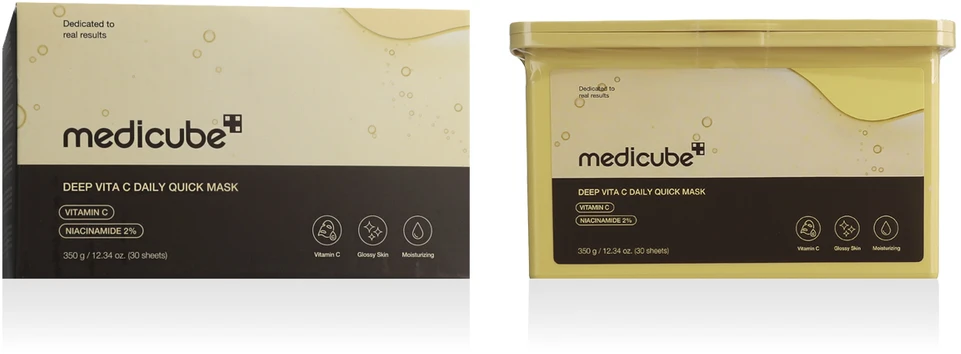 Medicube Deep Vita C Daily Quick Mask skaistinančių lakštinių veido kaukių rinkinys, 30 vnt.