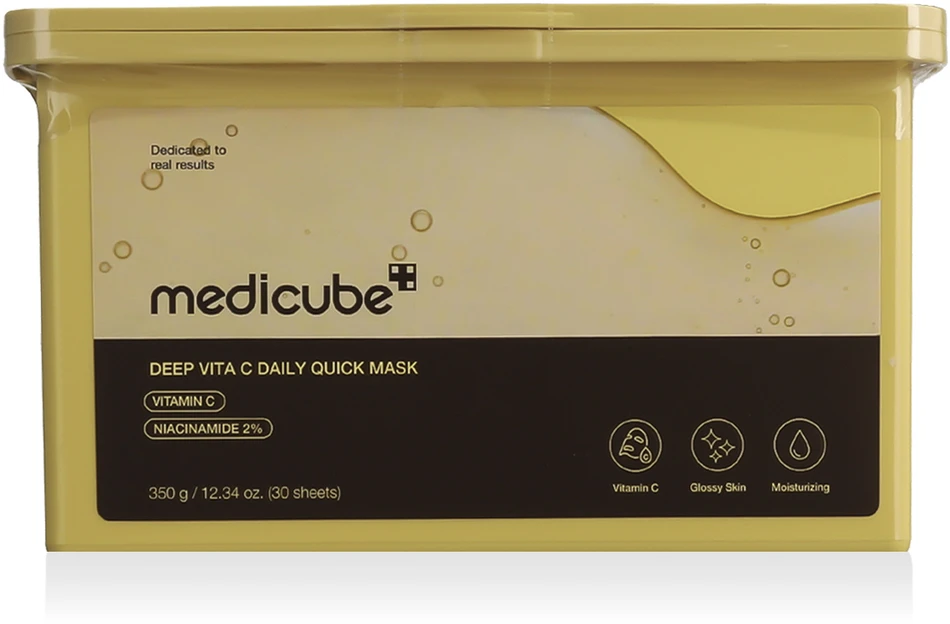 Medicube Deep Vita C Daily Quick Mask skaistinančių lakštinių veido kaukių rinkinys, 30 vnt.