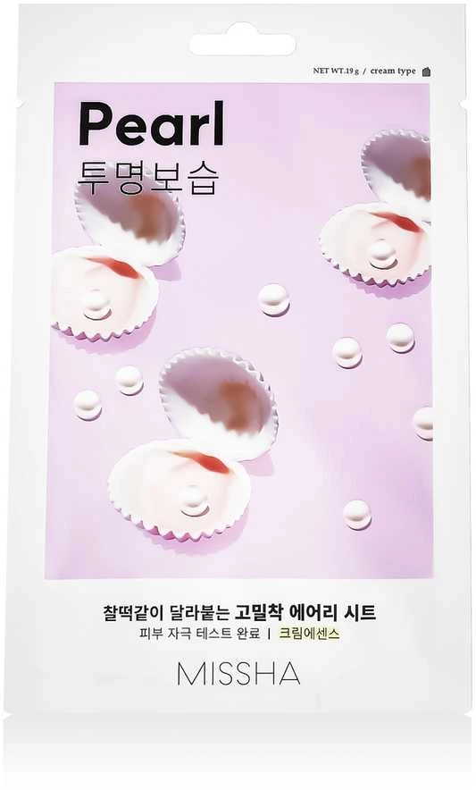 Missha Airy Fit Sheet Mask Pearl lakštinė veido kaukė su perlų ekstraktu, 19 g