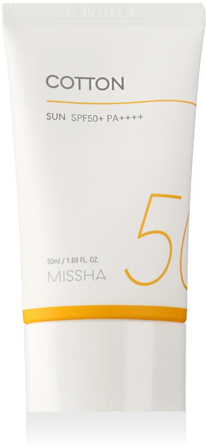 Missha All Around Safe Block Cotton Sun SPF 50+ matinį efektą suteikiantis veido kremas nuo saulės, 50 ml