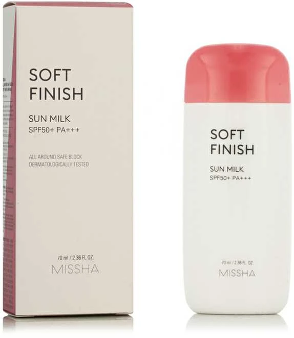"Missha" apsauginis veido pienelis nuo saulės SPF 50 Sun (All Around Safe Block Soft Finish Sun Milk) 70 ml