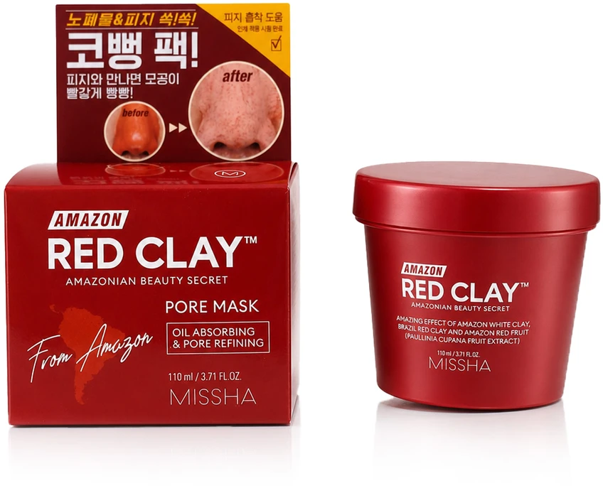 Missha "Amazon" raudonojo molio™ valomoji kaukė (porų kaukė) 110 ml