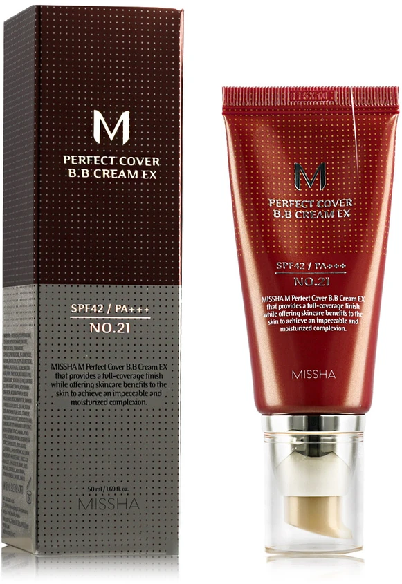 Missha M Perfect Cover BB Kreminis SPF42/PA+++ 50ml 21 Light rusvai gelsvas, 50 ml