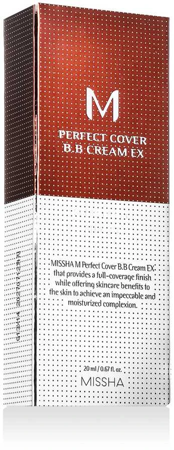 Missha M Perfect Cover BB Kreminis SPF42/PA+++ maskuojantis/drėkinantis BB veido kremas, atspalvis: 23 Natural rusvai gelsvas, 20 ml