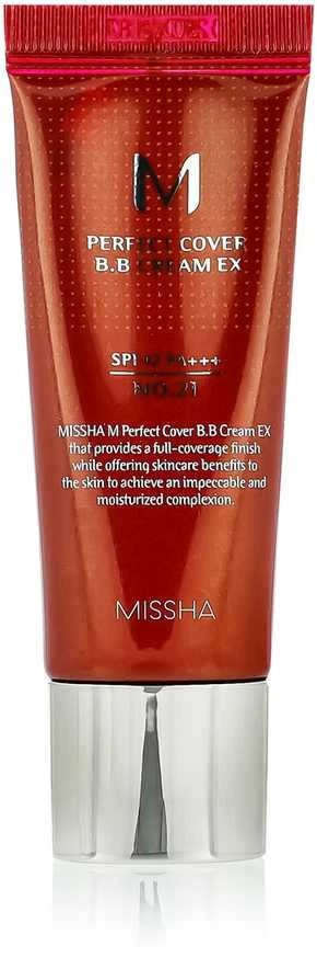 Missha M Perfect Cover BB Kreminis SPF42/PA+++ maskuojantis/drėkinantis BB veido kremas, atspalvis: 21 Light rusvai gelsvas, 20 ml