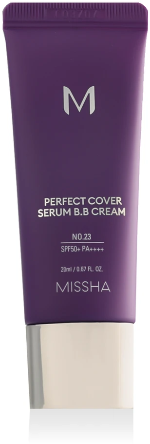 Missha M Perfect Cover Serum B.B. Kreminis daugiafunkcis serumo pagrindo BB veido kremas, atspalvis: 23 Natural rusvai gelsvas, 20 ml