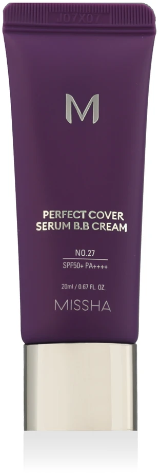 Missha M Perfect Cover Serum B.B. Kreminis daugiafunkcis serumo pagrindo BB veido kremas, atspalvis: 27 Honey rusvai gelsvas, 20 ml