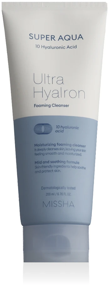Missha Super Aqua Ultra Hyalron Cleansing Foam veido valomosios putos su hialurono rūgštimi, 200 ml