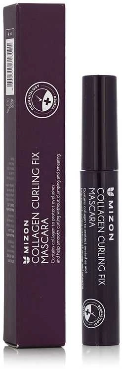 Mizon Atsparus vandeniui mascara for eyelash extensions and curling (Collagen Curling Fix Blakstienų tušas) 6 ml, Juodas