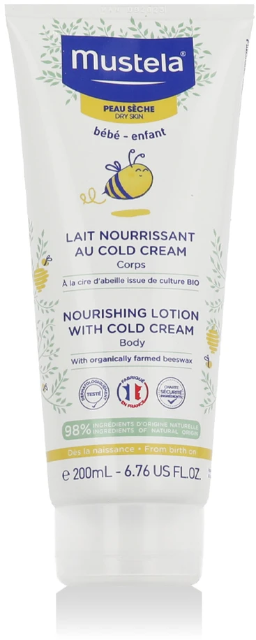Mustela Baby maitininantis Lotion with Cold Kreminis maitinantis losjonas vaikams su kremu ir bičių vašku, 200 ml