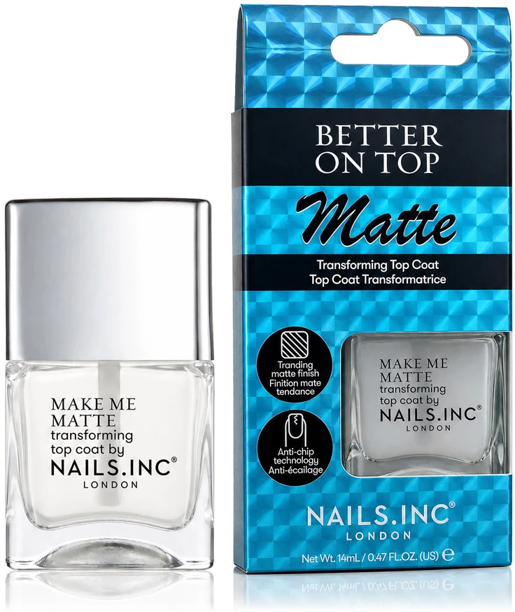 Nails.Inc „Better On Top Make Me Matte“ (transformuojantis viršutinis sluoksnis) 14 ml