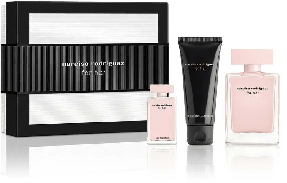 Rinkinys „Narciso Rodriguez For Her“ EDP, 50 ml, kūno losjonas, 50 ml, EDP 7, 5 ml