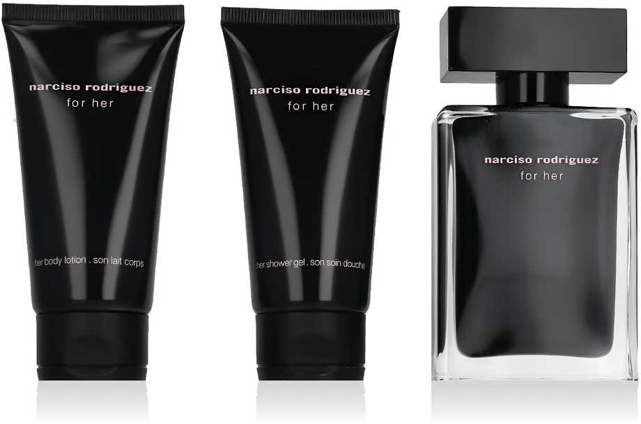 Set Narciso Rodriguez: For Her, Eau De Toilette, For Women, 50 ml + For Her, Hydrating, Losjonas kūnui, 50 ml + For Her, Cleansing,