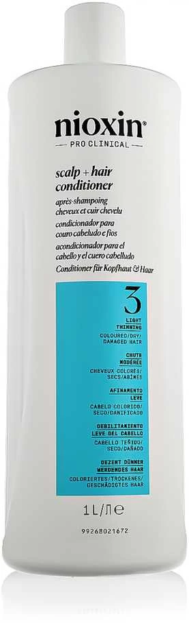 Nioxin Sistema 3 - Acondicionador - Cabello Teñido y Dañado Con Debilitamiento Leve, 1000 ml