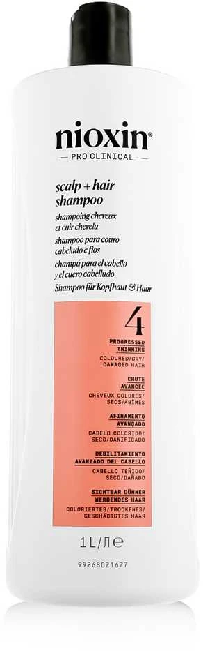 Nioxin Sistema 4 - Champú - Cabello Teñido y Dañado Con Debilitamiento Avanzado, 1000 ml