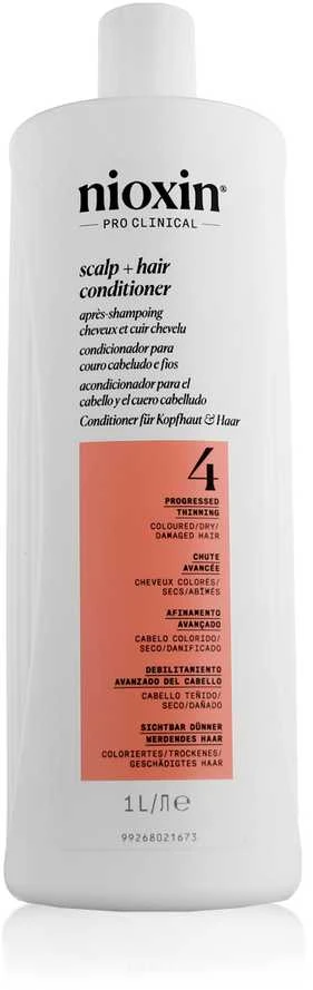 Nioxin Sistema 4 - Acondicionador - Cabello Teñido y Dañado Con Debilitamiento Avanzado, 1000 ml
