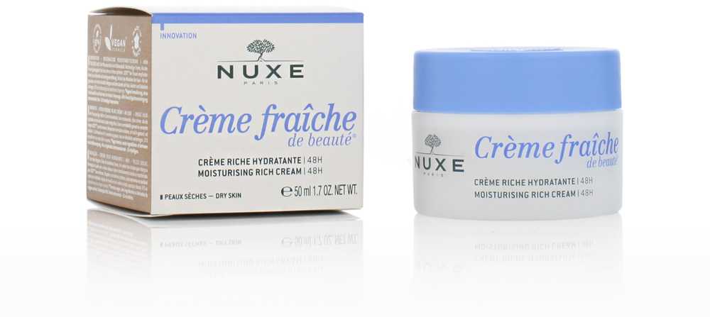 NUXE 48 val. drėkinantis tirštos konsistencijos kremas sausai odai „Crème Fraîche® de Beauté 48H Moisturizing Rich cream for dry skin“, 50 ml