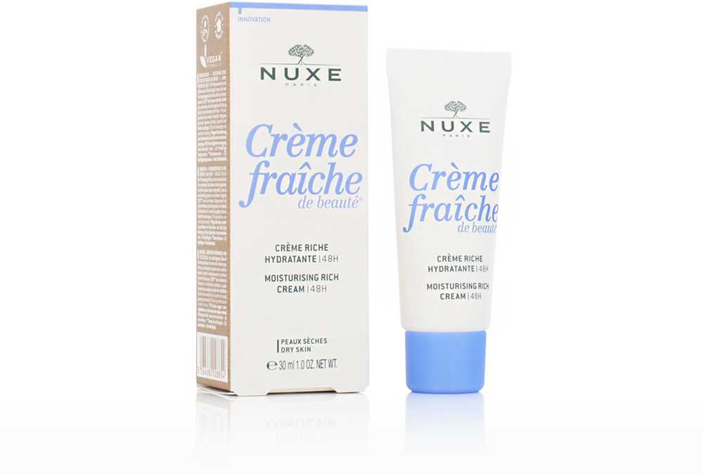 NUXE 48 val. drėkinantis tirštos konsistencijos kremas sausai ir labai sausai odai „Crème Fraîche® de Beauté 48H Moisturizing rich cream for dry skin“, 30 ml