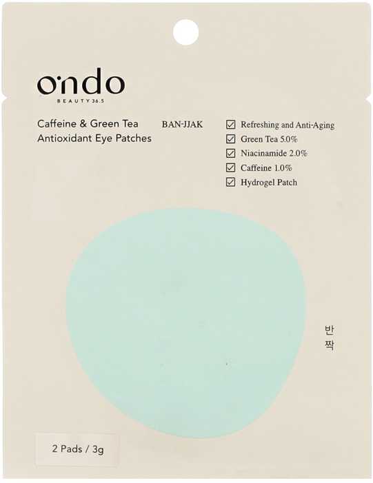 Ondo Beauty 365 kofeino ir žaliosios arbatos antioksidaciniai paakių pleistrai 2 vnt.