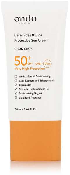 Ondo Beauty 36.5 CHOK-CHOK Ceramides & Cica Protective Sun Kreminis SPF 50+ apsauginis veido kremas nuo saulės, 50 ml