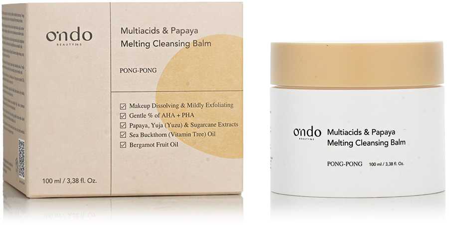 Ondo Beauty 36.5 PONG-PONG Multiacids & Papaya Melting Cleansing Balm Cleansing Kreminis valomasis balzamas veidui, 100 ml