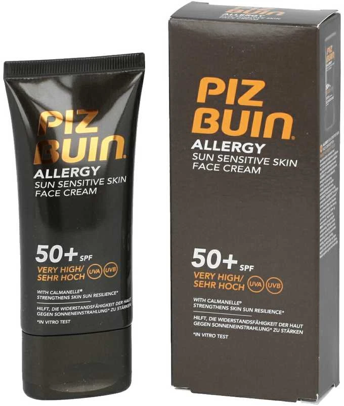 Saulei jautrios odos veido kremas Piz Buin Allergy SPF50, 50 ml