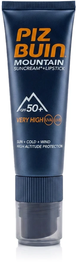 Piz Buin Mountain Range 2in1 SPF 50+ apsauginis veido kremas ir balzamas lūpoms viename, 20 ml
