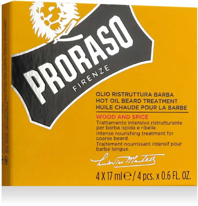 Proraso Wood & Spice Karštas aliejus barzdos priežiūrai, 4x17 ml