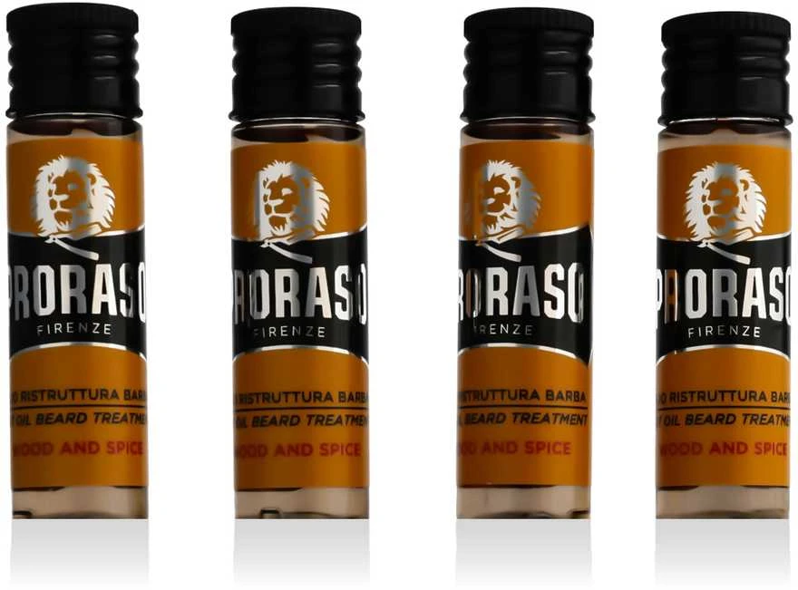 Proraso Wood & Spice Karštas aliejus barzdos priežiūrai, 4x17 ml