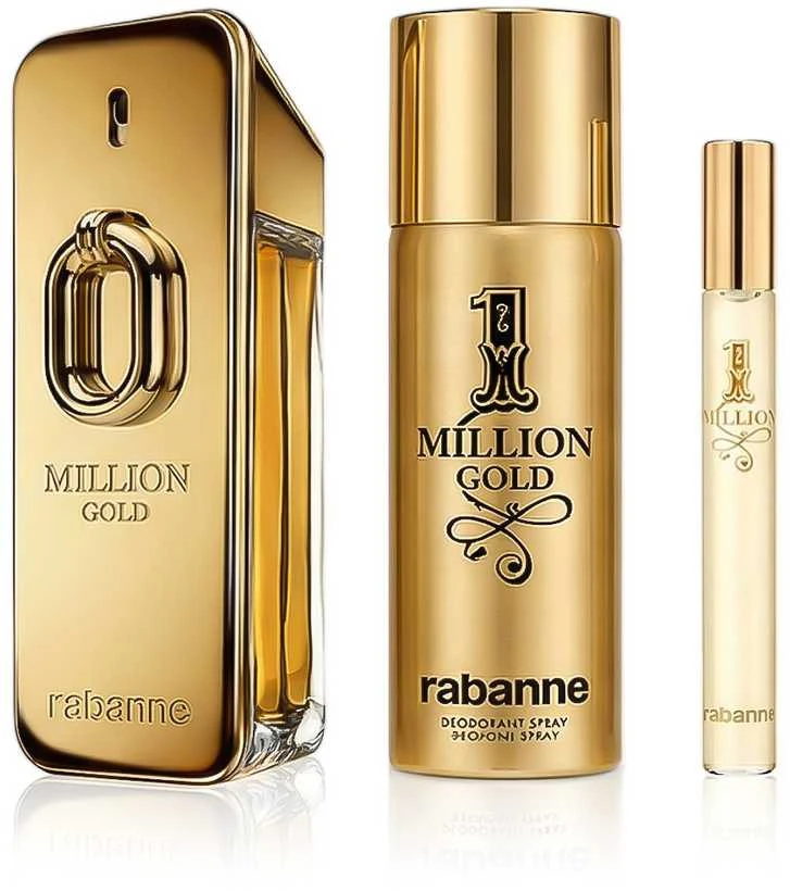 Paco Rabanne Rabanne Million Gold EDP Intense Purškiklis, 100 ml Set 3 Pieces