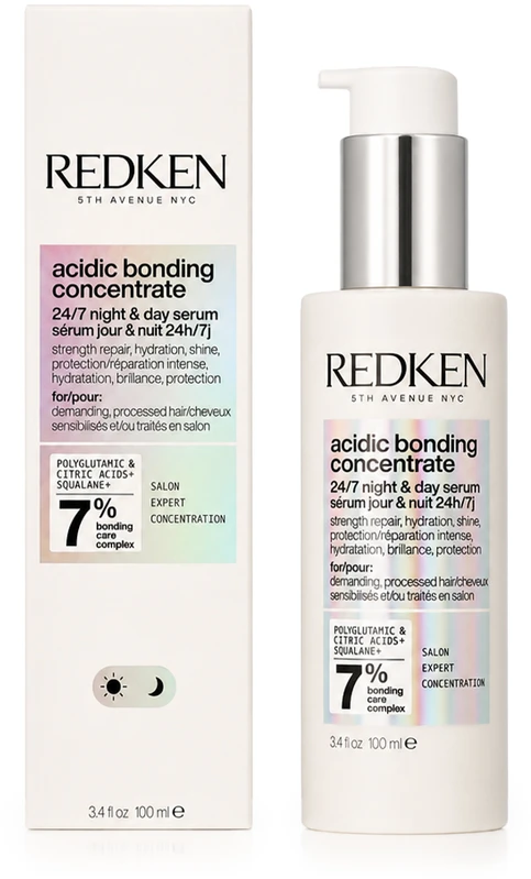 Redken Intensive dieninis ir naktinis serumas pažeistiems plaukams atstatyti Acidic Bonding Concentrate (24/7 Night & Day Serum), 100 ml