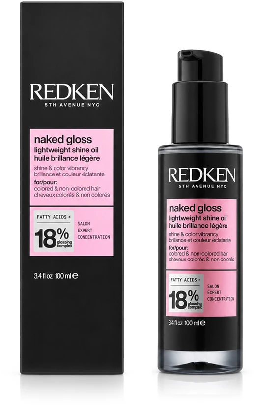 Redken Naked Gloss Aceite Ultraligero Brillo Efecto Espejo y Protección Térmica, 100 ml