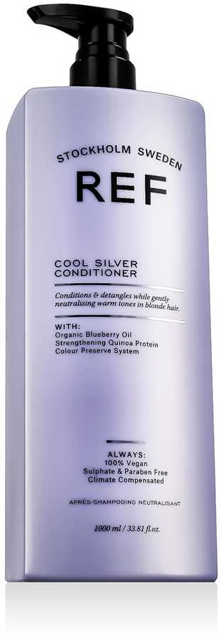 REF Cool Sidabrinis plaukų kondicionierius be sulfatų, neutralizuojantis šiltus atspalvius, 1000 ml
