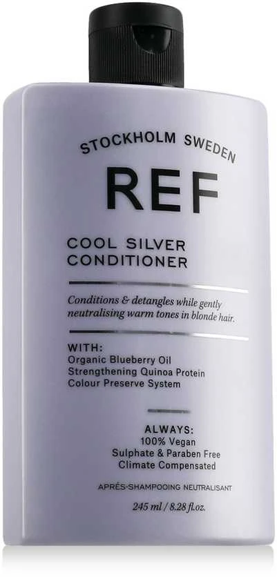 REF Cool Sidabrinis plaukų kondicionierius be sulfatų, neutralizuojantis šiltus atspalvius, 245 ml
