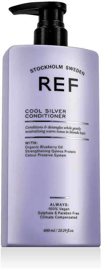 REF Cool Sidabrinis plaukų kondicionierius be sulfatų, neutralizuojantis šiltus atspalvius, 600 ml