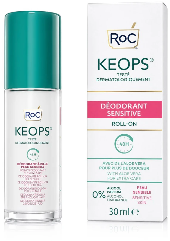 ROC Keops 48H Sensitive Deo Roll-On rutulinis dezodorantas jautriai odai, 30 ml