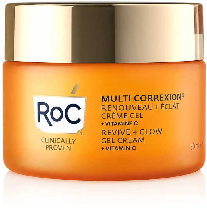ROC Multi Correxion Revive & Glow Gel Kreminis spindesio suteikiantis gelinis kremas veidui, 50 ml