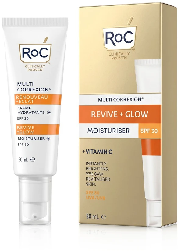 „RoC Multi Correxion Revive & Glow“ drėkinamasis kremas nuo saulės SPF30, 50 ml