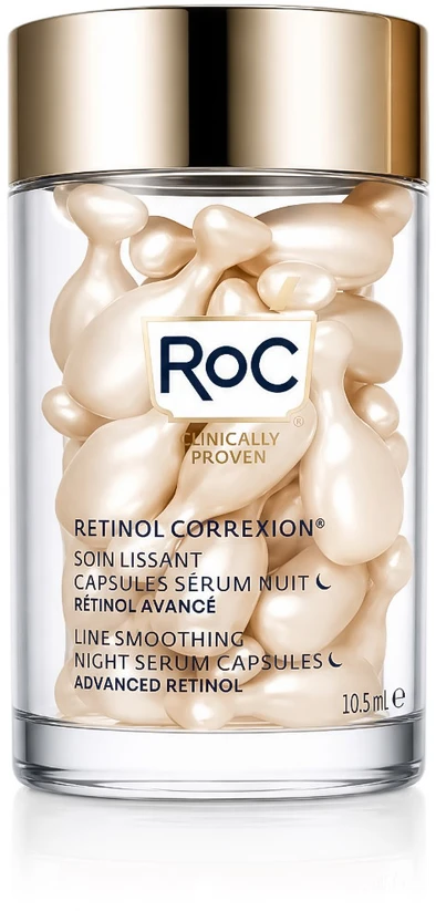 ROC Retinol Correxion Line Smoothing Night Serum glotninančios naktinės veido serumo kapsulės, 10.5 ml