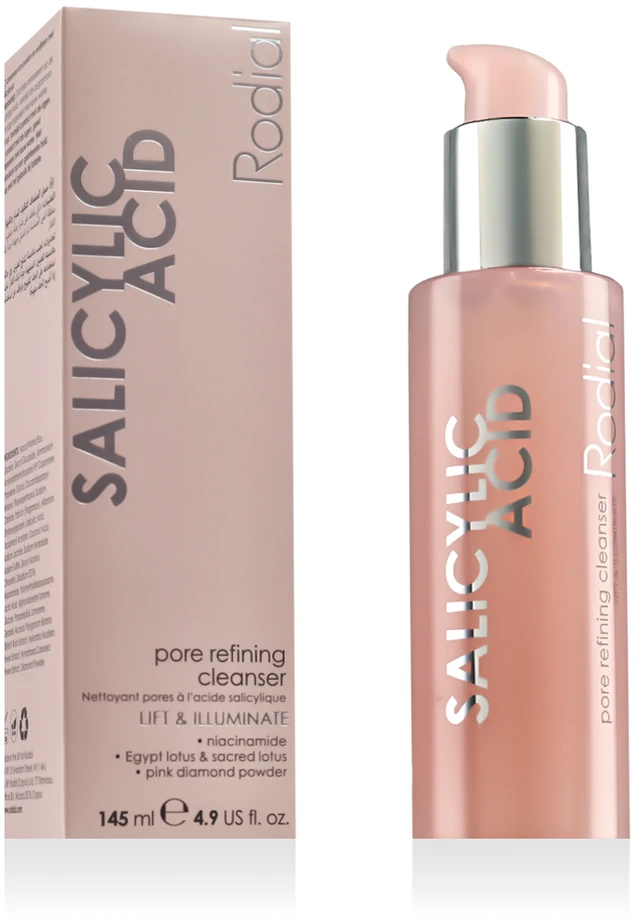 Rodial Rožinė Diamond Salicylic Acid Eliminates Impurities Cleansing Gel For Face, 145 ml