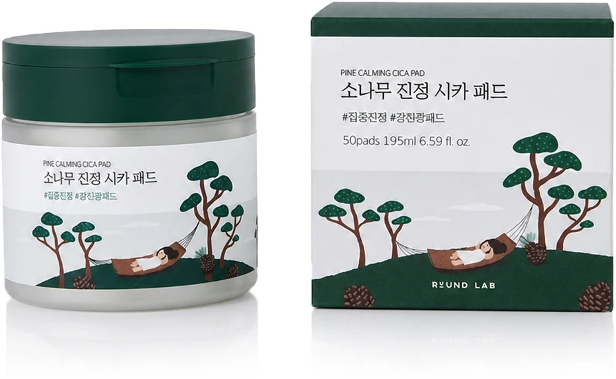 „Round Lab“ raminamieji tonizuojantys tamponai „Pine“ (raminantys „Cica Pad“ įklotai) 50 vnt.