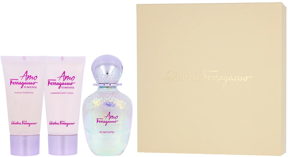 Salvatore Ferragamo Amo Ferragamo Flowerful rinkinys moterims (EDT, 50 ml + kūno losjonas, 50 ml + dušo želė, 50 ml)