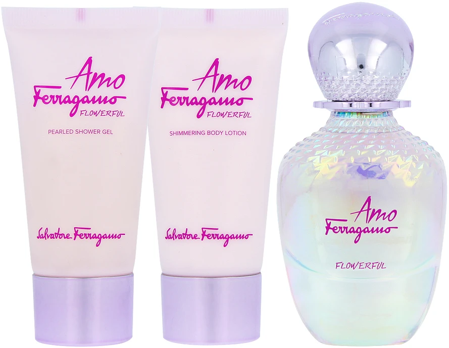 Salvatore Ferragamo Amo Ferragamo Flowerful rinkinys moterims (EDT, 50 ml + kūno losjonas, 50 ml + dušo želė, 50 ml)