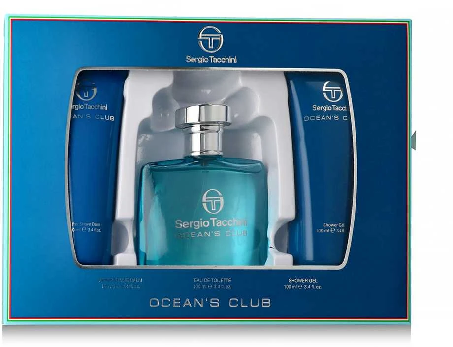 Sergio Tacchini Ocean´s Club rinkinys vyrams (EDT, 100 ml + dušo želė, 100 ml + balzamas po skutimosi, 100 ml)