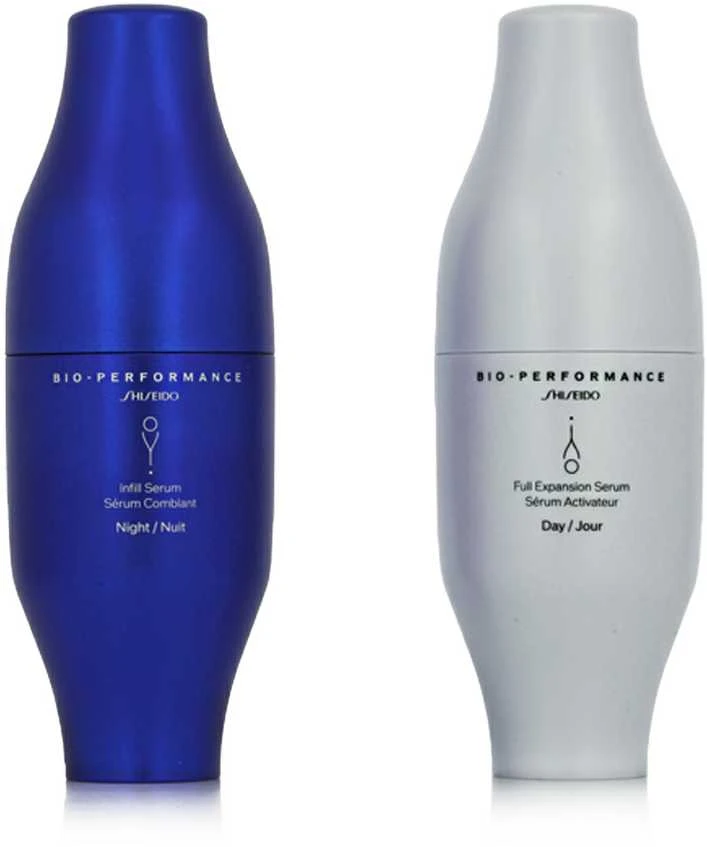Rinkinys „Shiseido“: „Bio-Performance Infill Anti-Aging Night Serum for Facial“, 30 ml + „Bio-Performance Full Expansion Anti-Aging Day Serum for Facial“, 30 ml