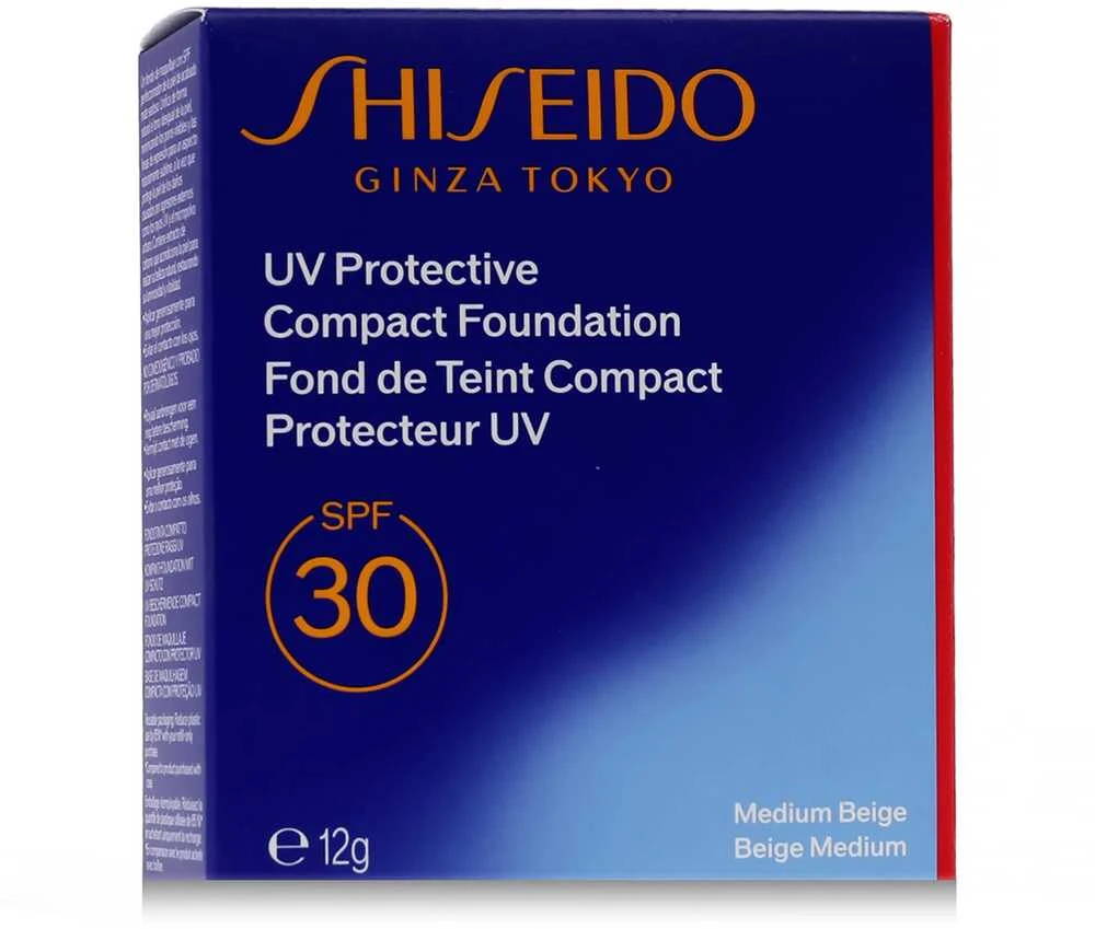 Shiseido Uv Protective Maquillaje Solar Compacto Recargable Spf30 Medium rusvai gelsvas, 12 g
